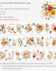 Pre-cut Floral Wave Wide Washi/PET Tape