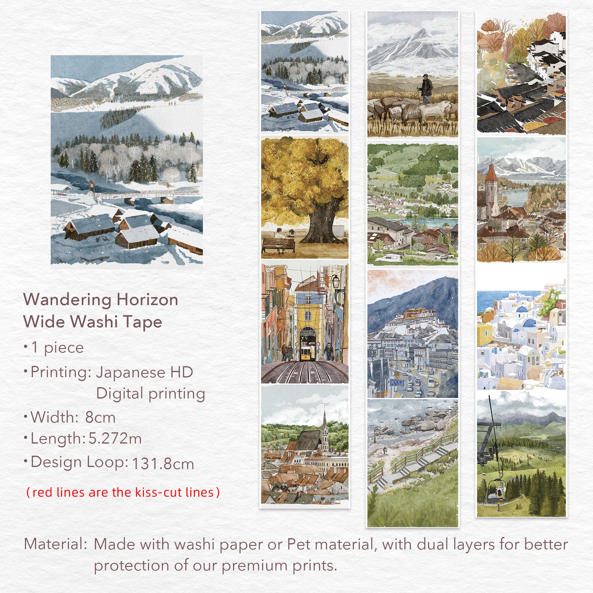 Wandering Horizon Wide Washi/PET Tape | The Washi Tape Shop. Beautiful Washi and Decorative Tape For Bullet Journals, Gift Wrapping, Planner Decoration and DIY Projects