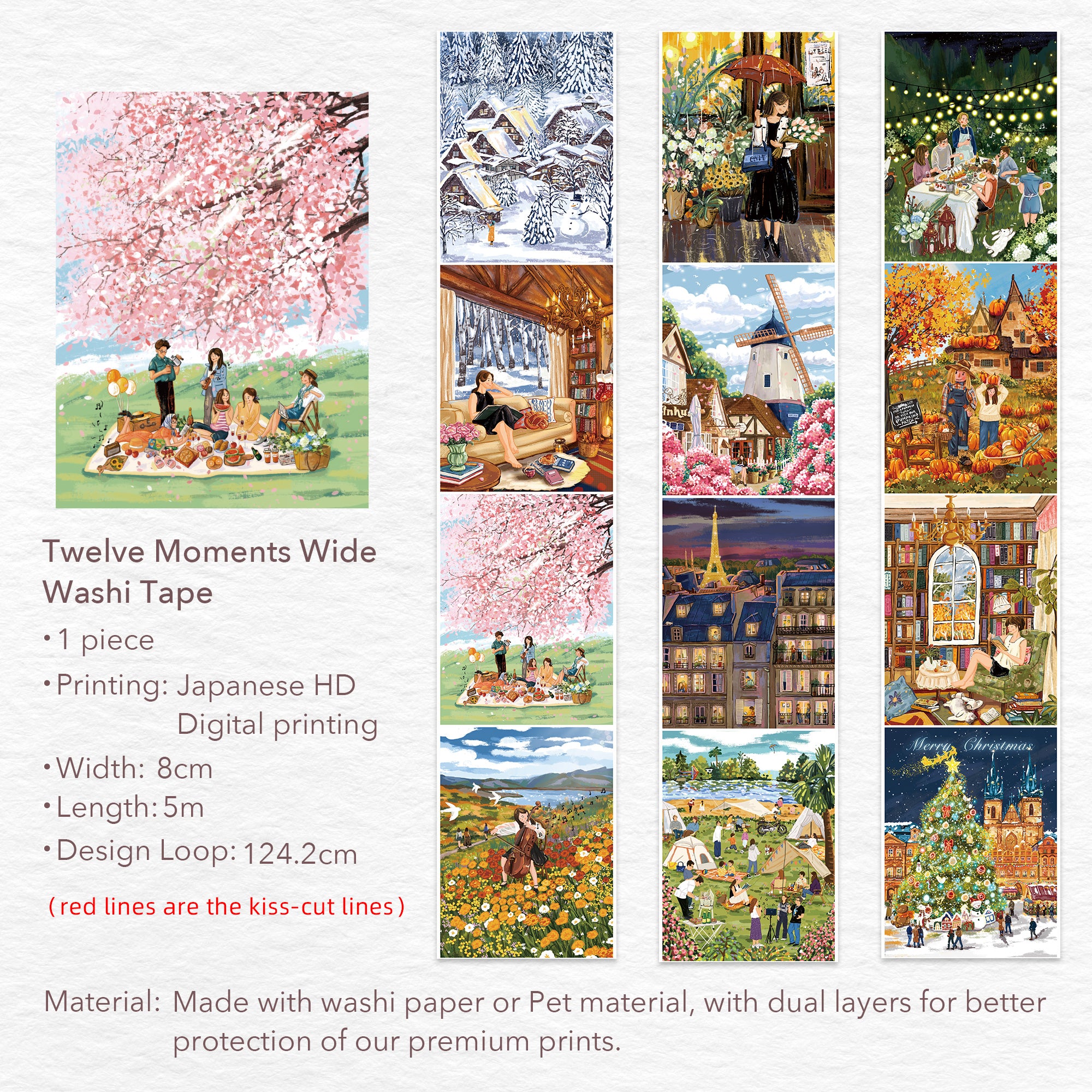 Twelve Moments Wide Washi/PET Tape