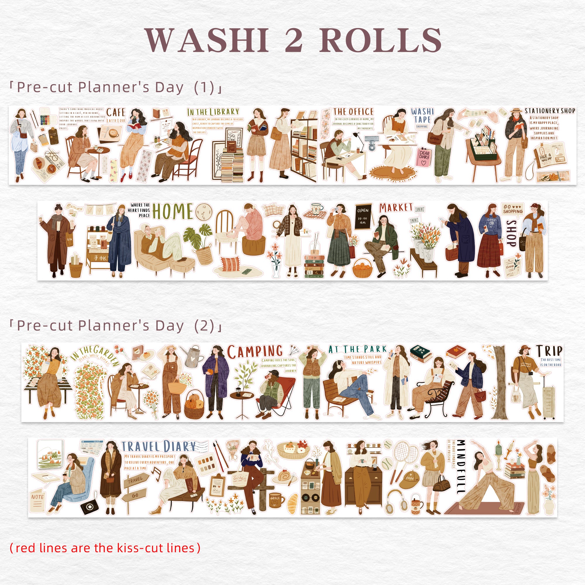 Pre-cut Planner's Day Washi/PET Tape Set | The Washi Tape Shop