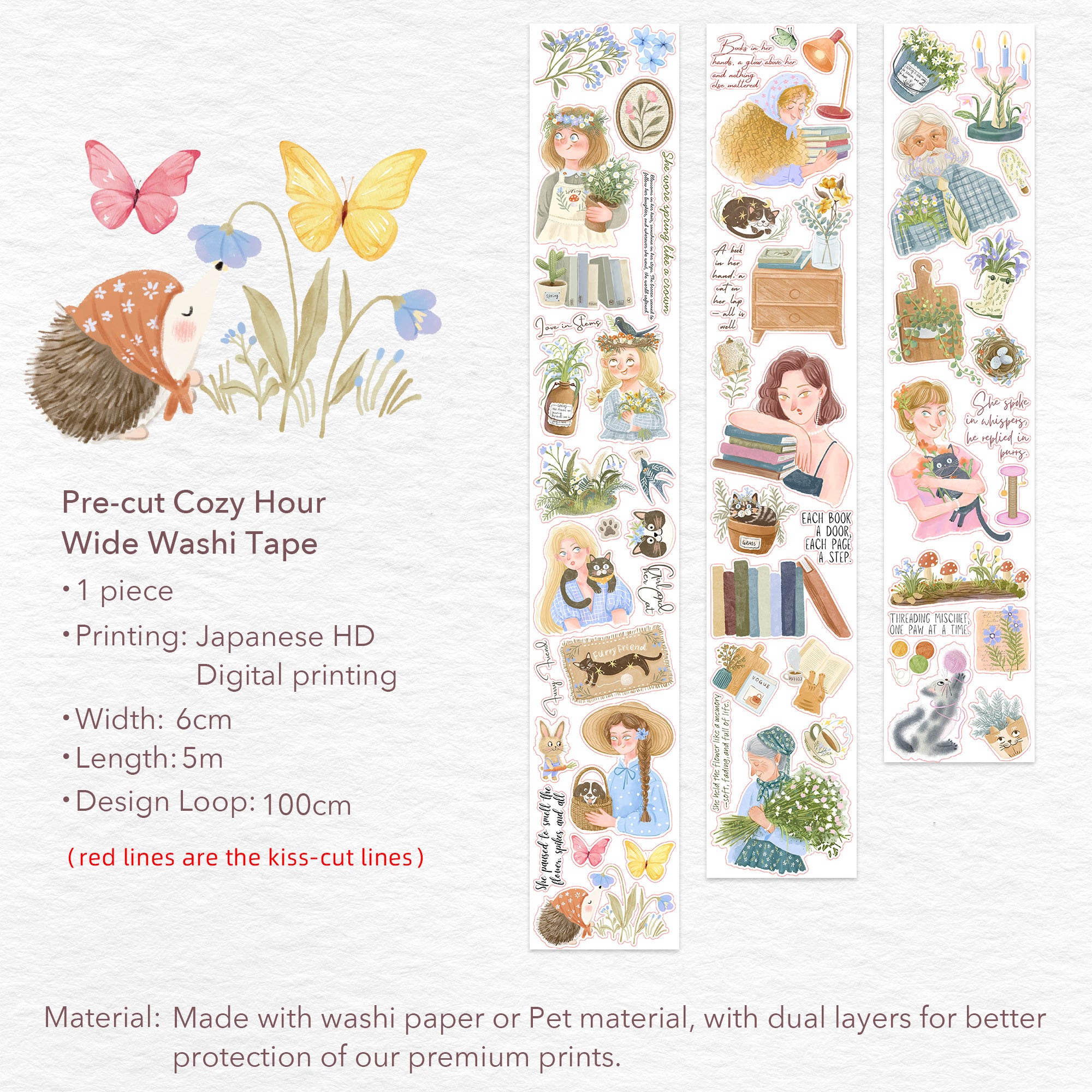 Pre-cut Cozy Hour Wide Washi/PET Tape