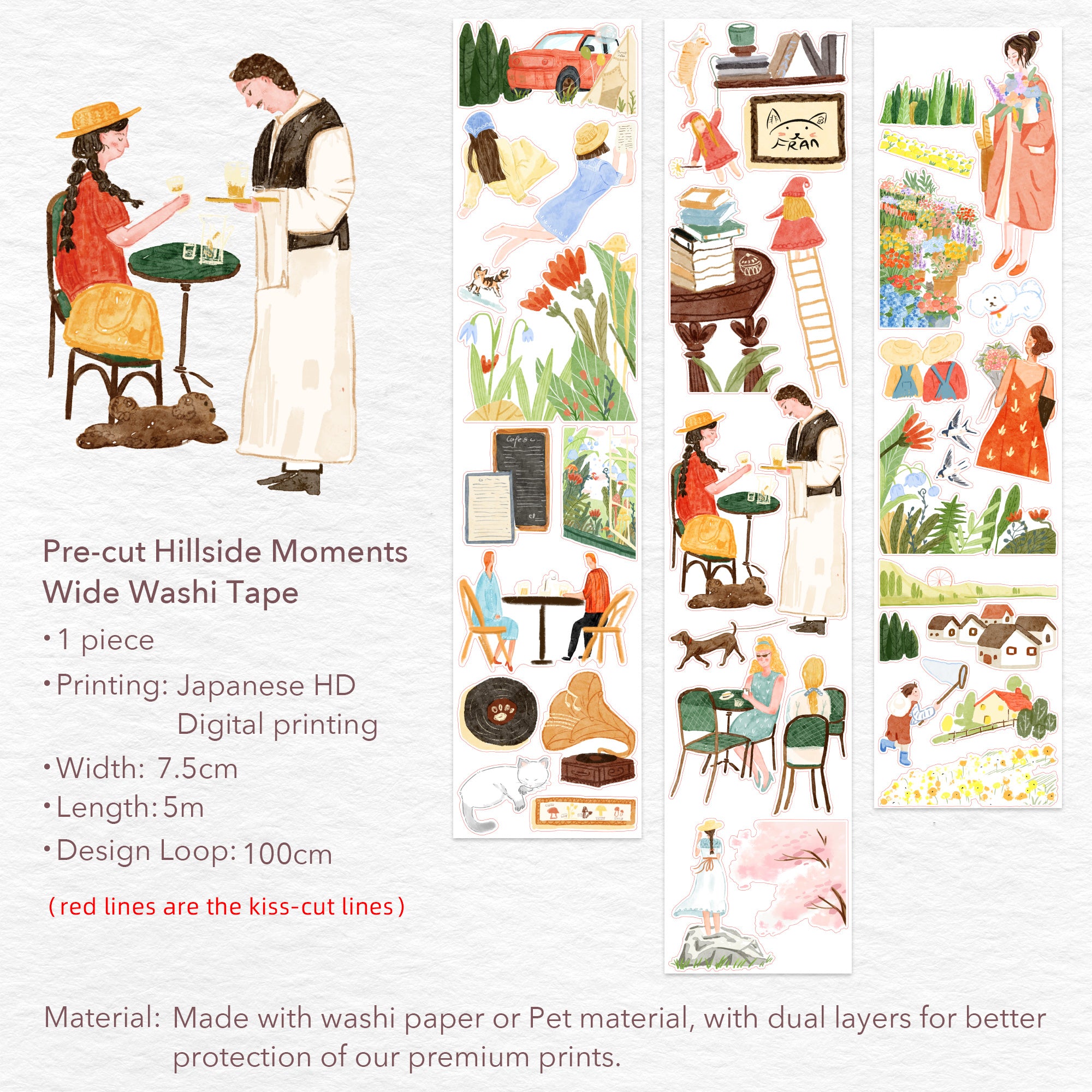 Pre-cut Hillside Moments Wide Washi/PET Tape