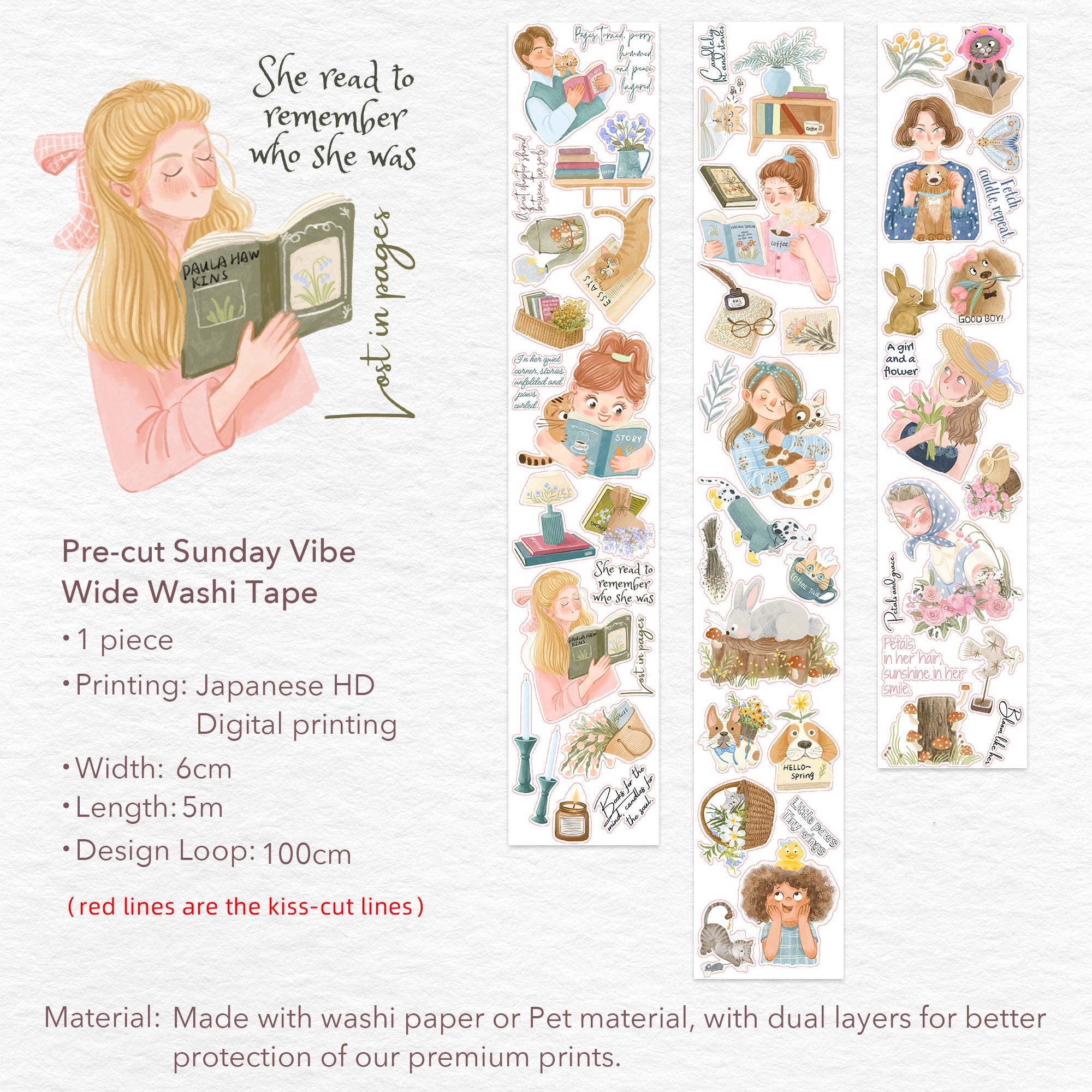 Pre-cut Sunday Vibe Wide Washi/PET Tape