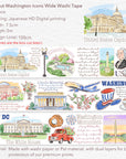 Pre-cut Washington Icons Wide Washi/PET Tape | The Washi Tape Shop. Beautiful Washi and Decorative Tape For Bullet Journals, Gift Wrapping, Planner Decoration and DIY Projects