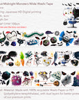 Pre-cut Midnight Monsters Wide Washi/PET Tape