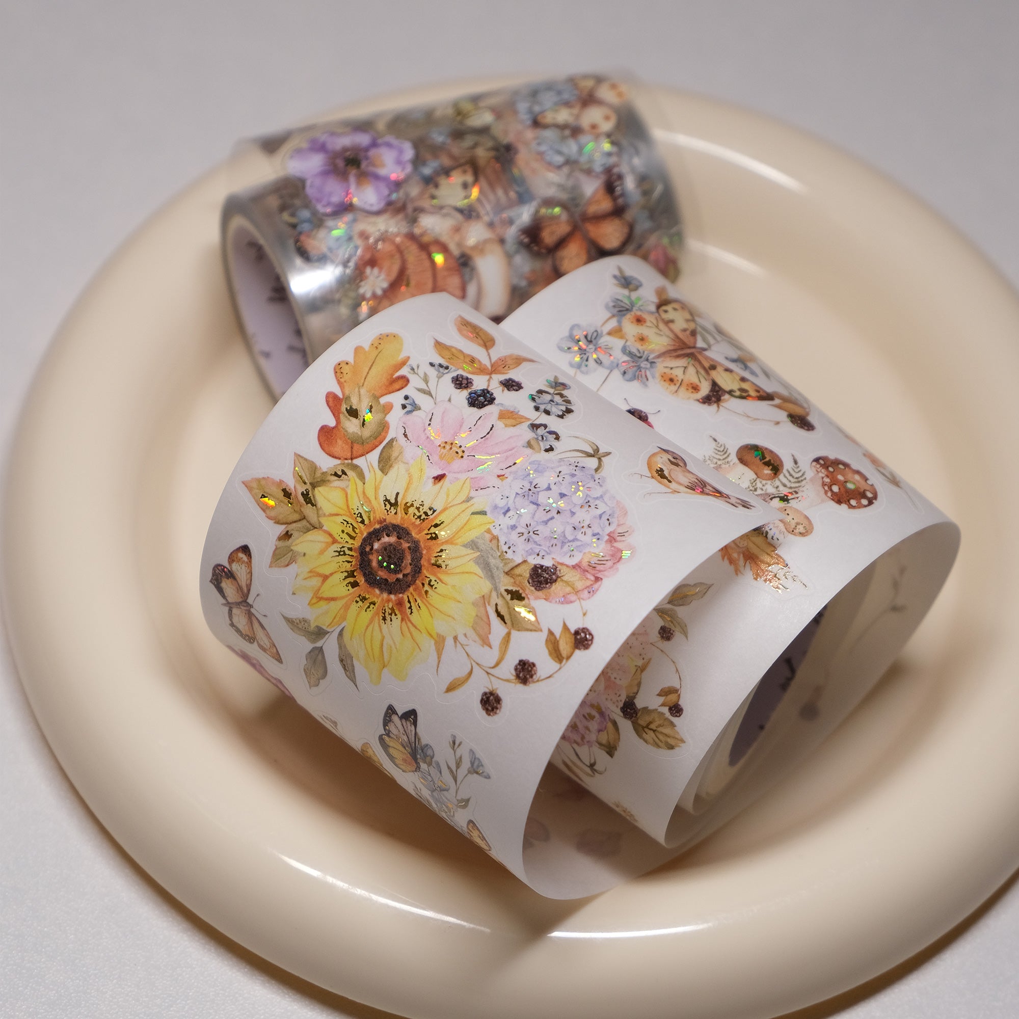 Pre-cut Golden Harvest Wide Washi/PET Tape (Seashell Gilded)