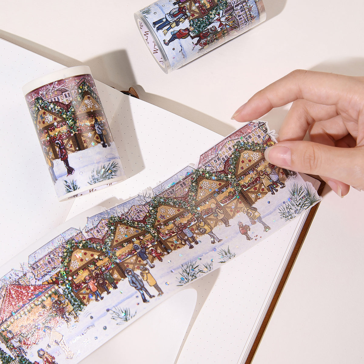 Pre-cut Yuletide Glow Wide Washi/PET Tape (Seashell Gilded)
