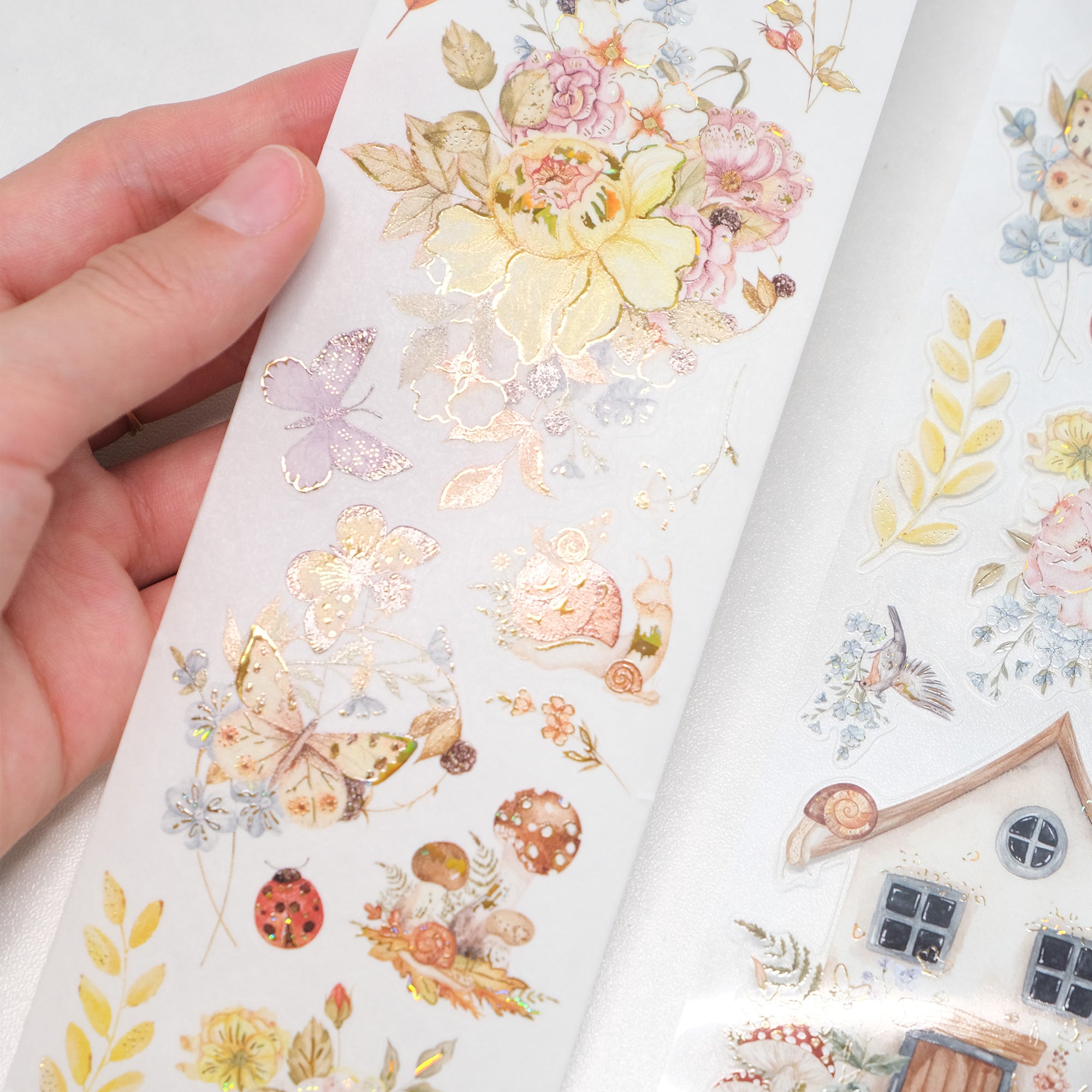 Pre-cut Golden Harvest Wide Washi/PET Tape (Seashell Gilded)
