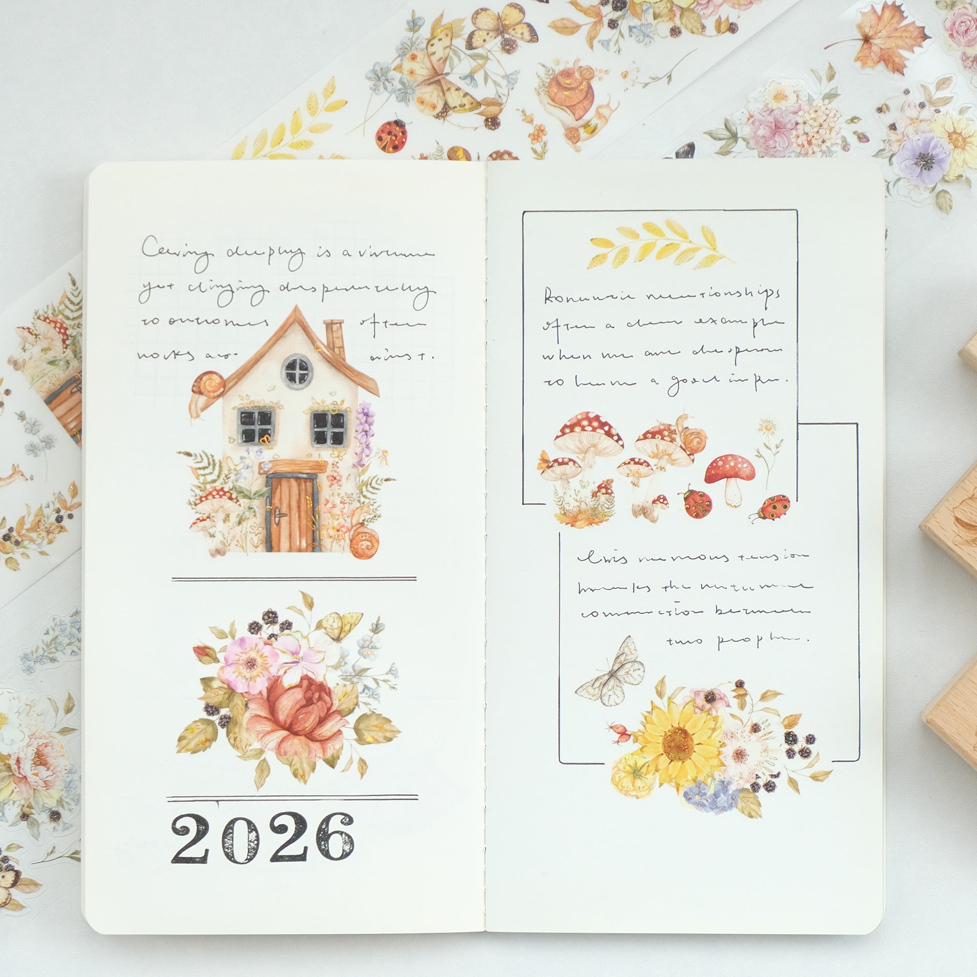 Pre-cut Golden Harvest Wide Washi/PET Tape (Seashell Gilded)