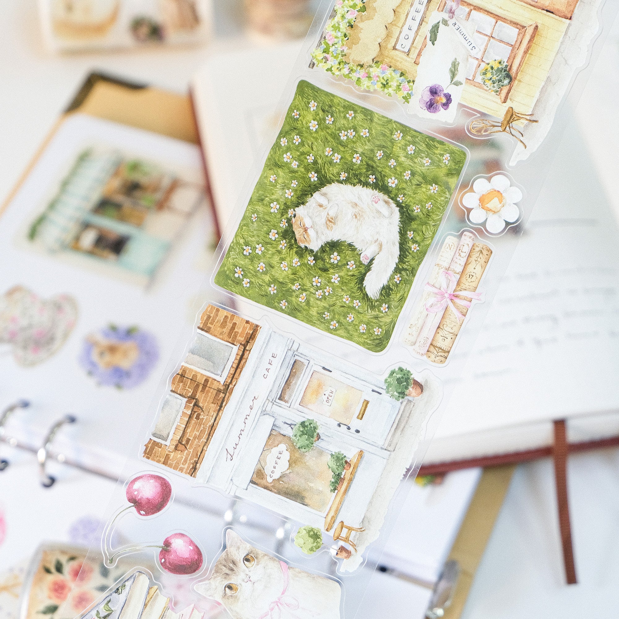 カナダWT Pre-cut Summer Café PET Pre-cut Summer Café Wide Washi/PET Tape | The Washi Tape Shop
