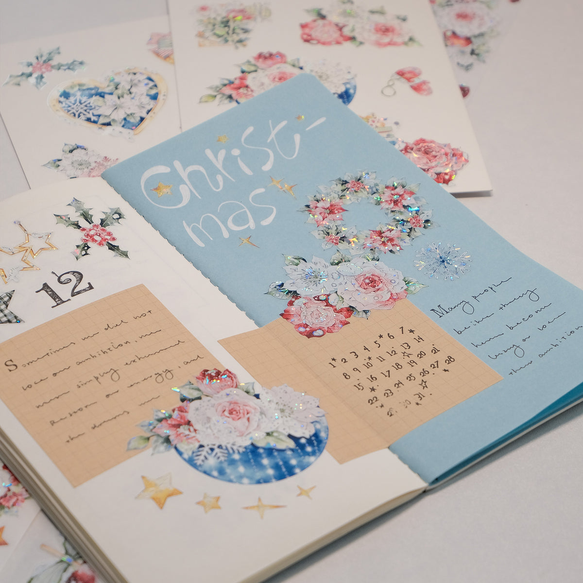 Pre-cut Holly Bloom Wide Washi/PET Tape (Seashell Gilded)