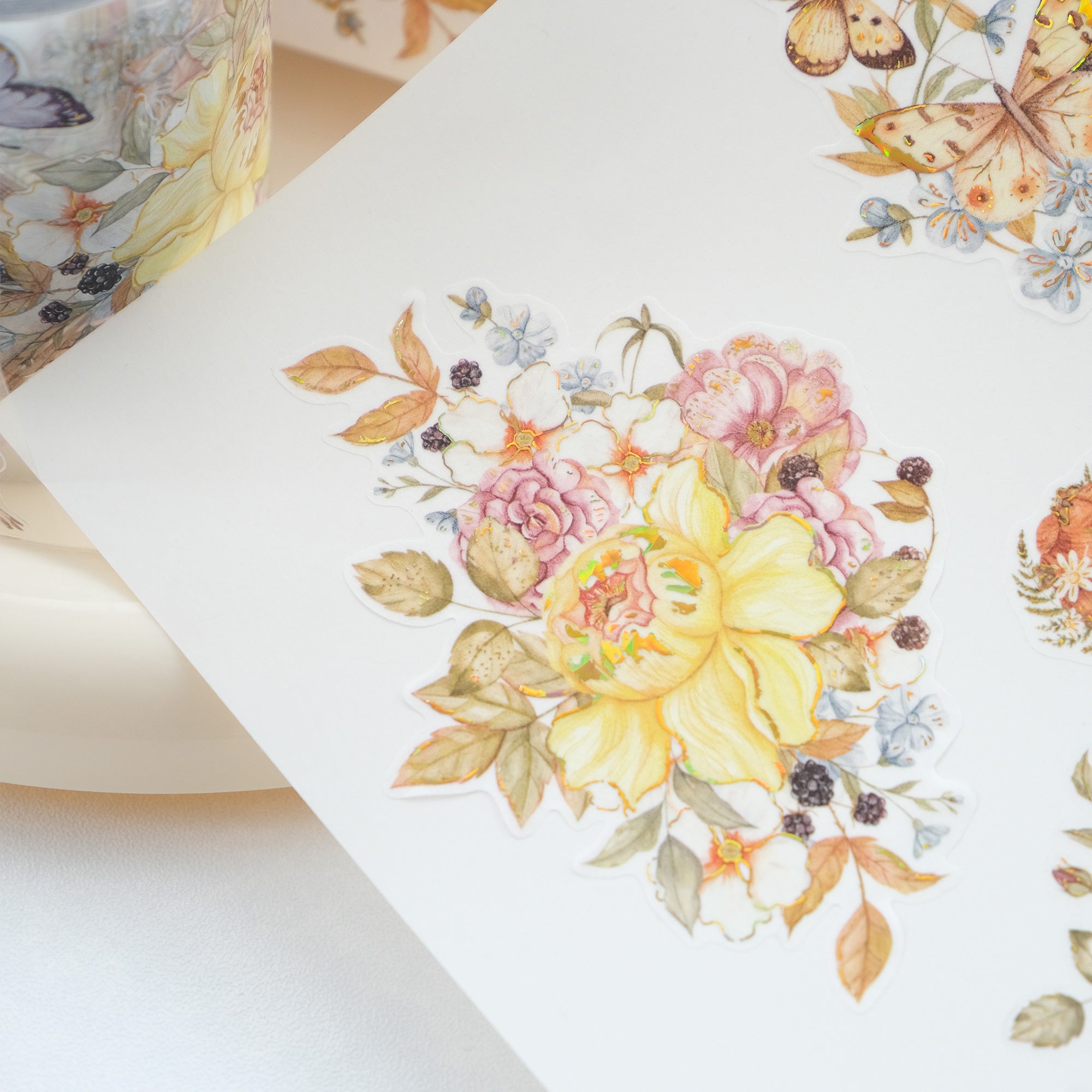 Pre-cut Golden Harvest Wide Washi/PET Tape (Seashell Gilded)