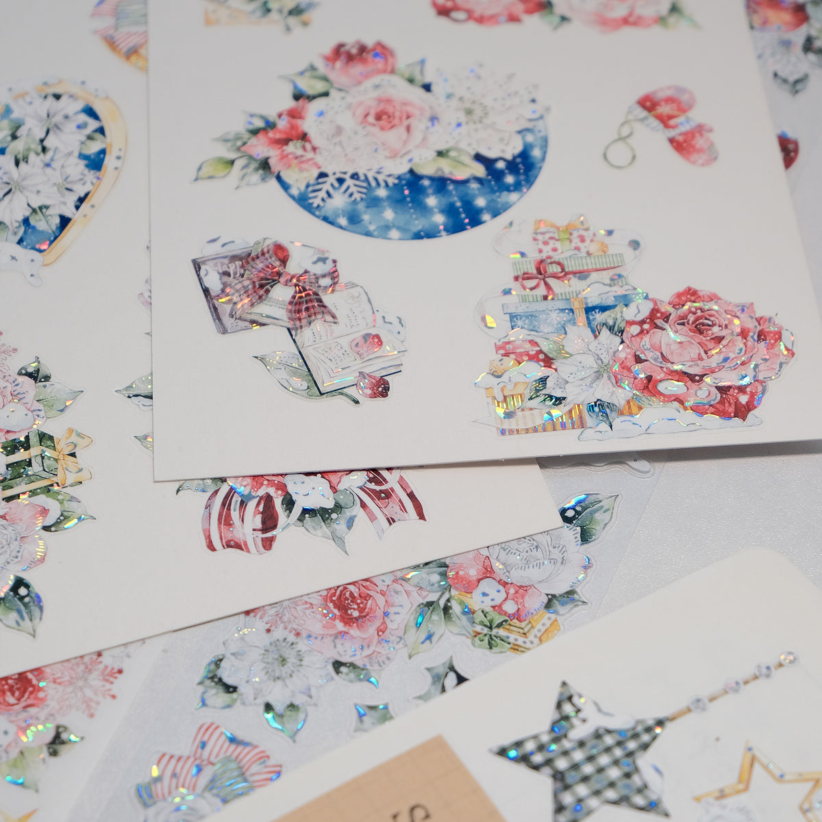 Pre-cut Holly Bloom Wide Washi/PET Tape (Seashell Gilded)