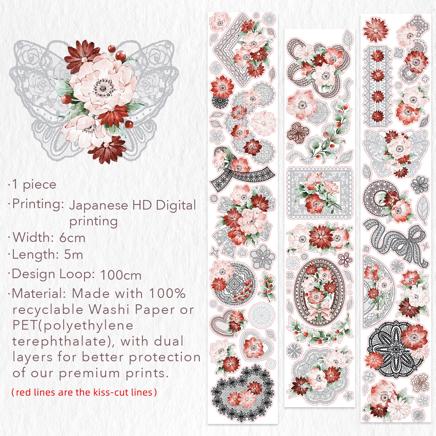 Pre-cut Heirloom Lace Washi/PET Set