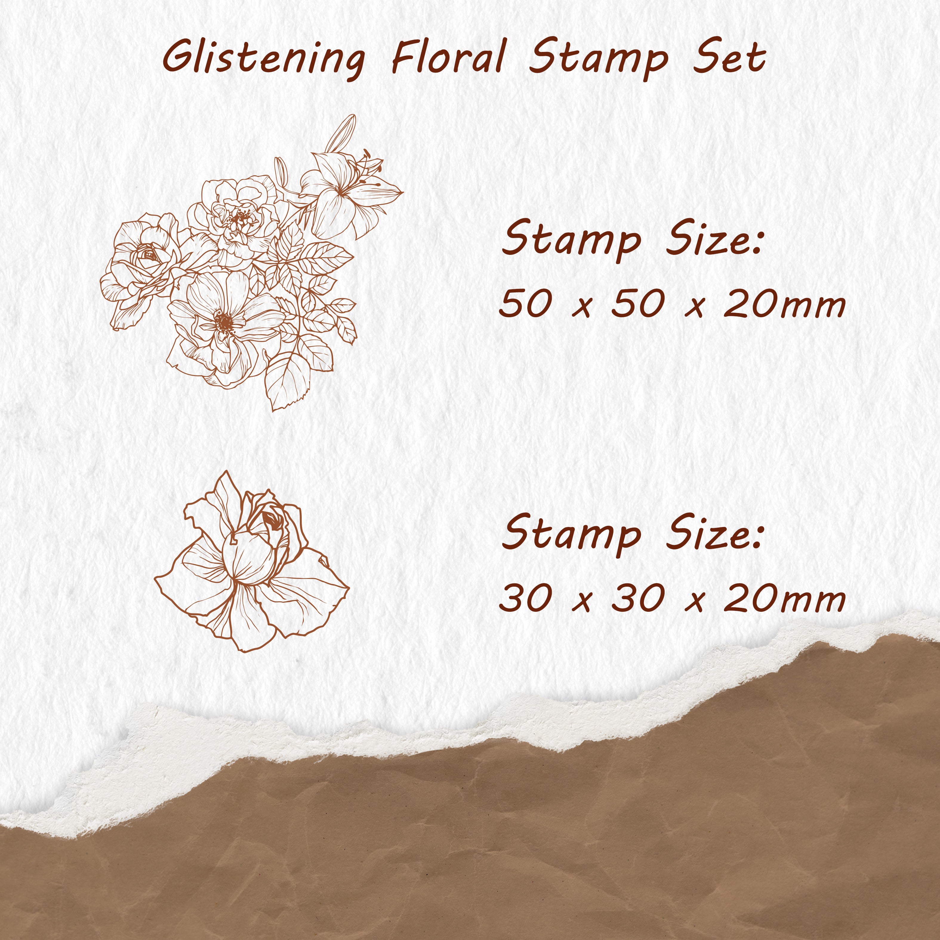 Glistening Floral Stamp Set | The Washi Tape Shop. Beautiful Washi and Decorative Tape For Bullet Journals, Gift Wrapping, Planner Decoration and DIY Projects