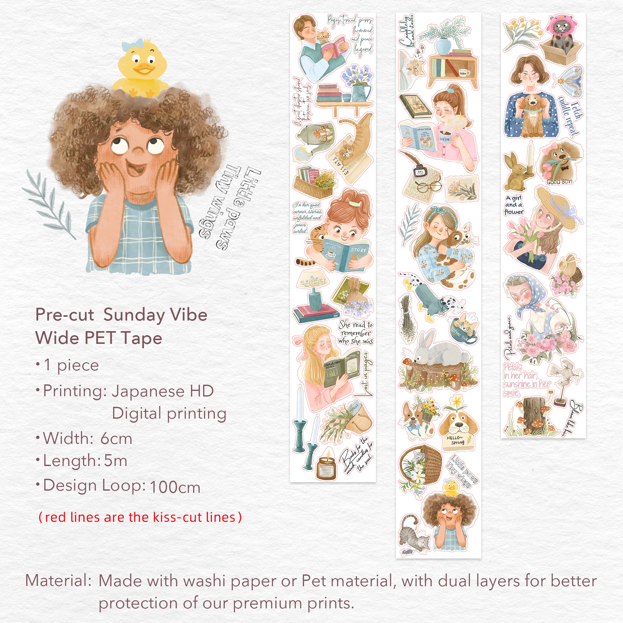 Pre-cut Sunday Vibe Wide Washi/PET Tape