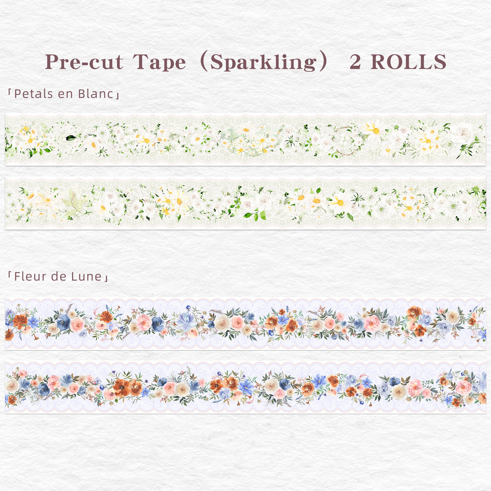 Petals en Blanc Bundle | The Washi Tape Shop. Beautiful Washi and Decorative Tape For Bullet Journals, Gift Wrapping, Planner Decoration and DIY Projects