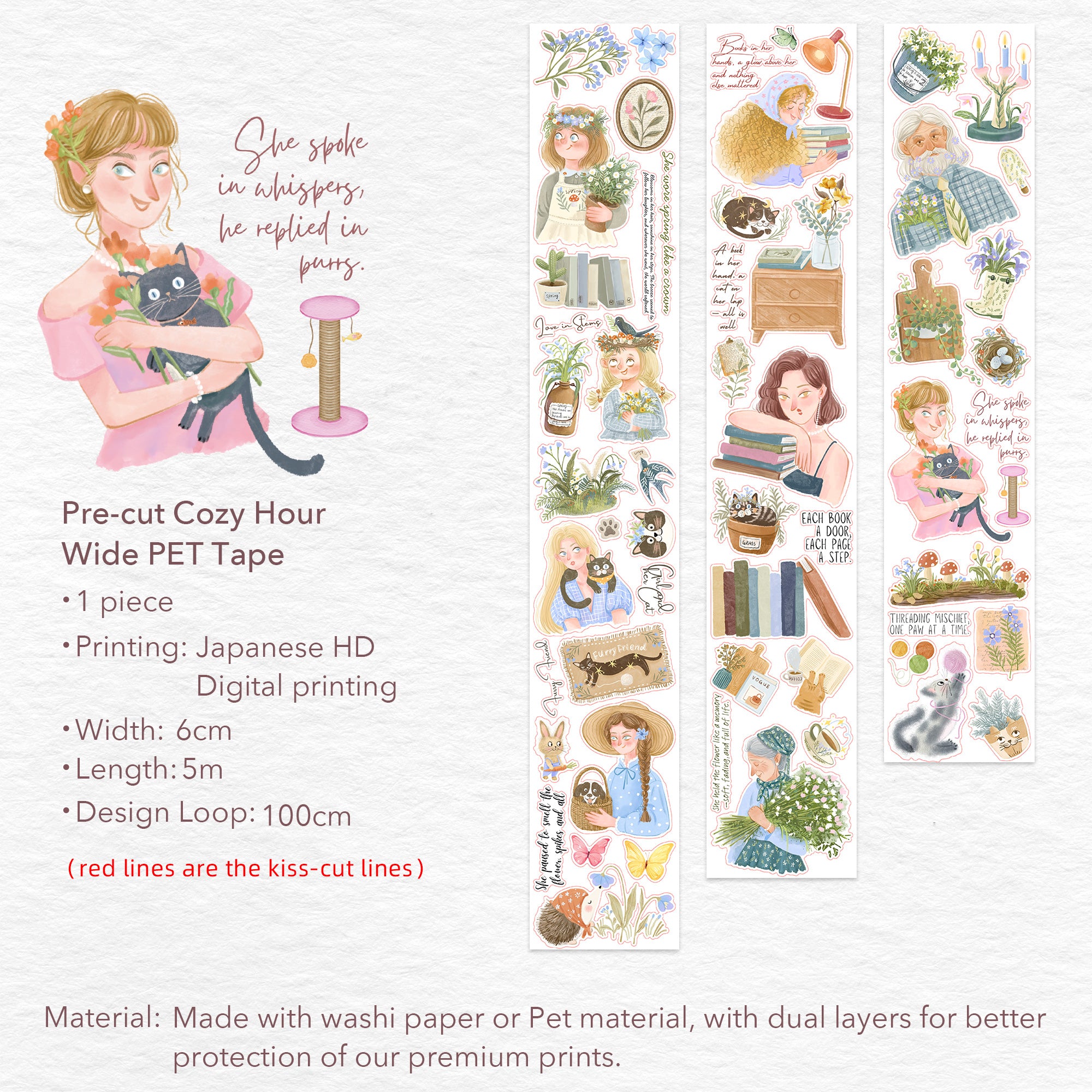 Pre-cut Cozy Hour Wide Washi/PET Tape
