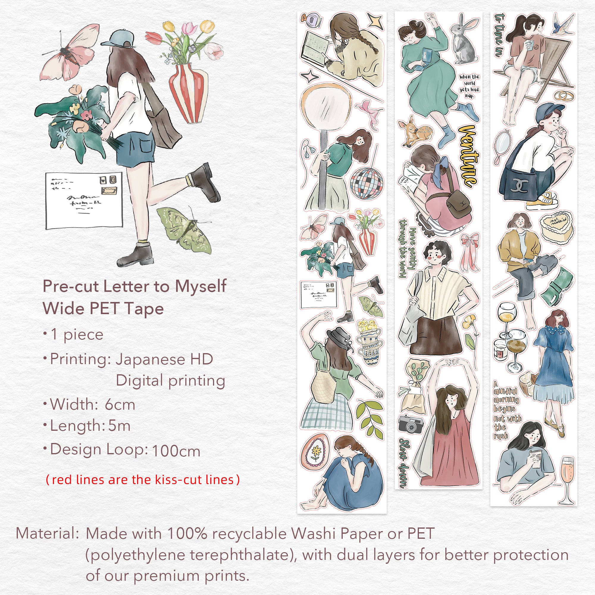 Pre-cut Letter to Myself Wide Washi/PET Tape