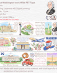 Pre-cut Washington Icons Wide Washi/PET Tape