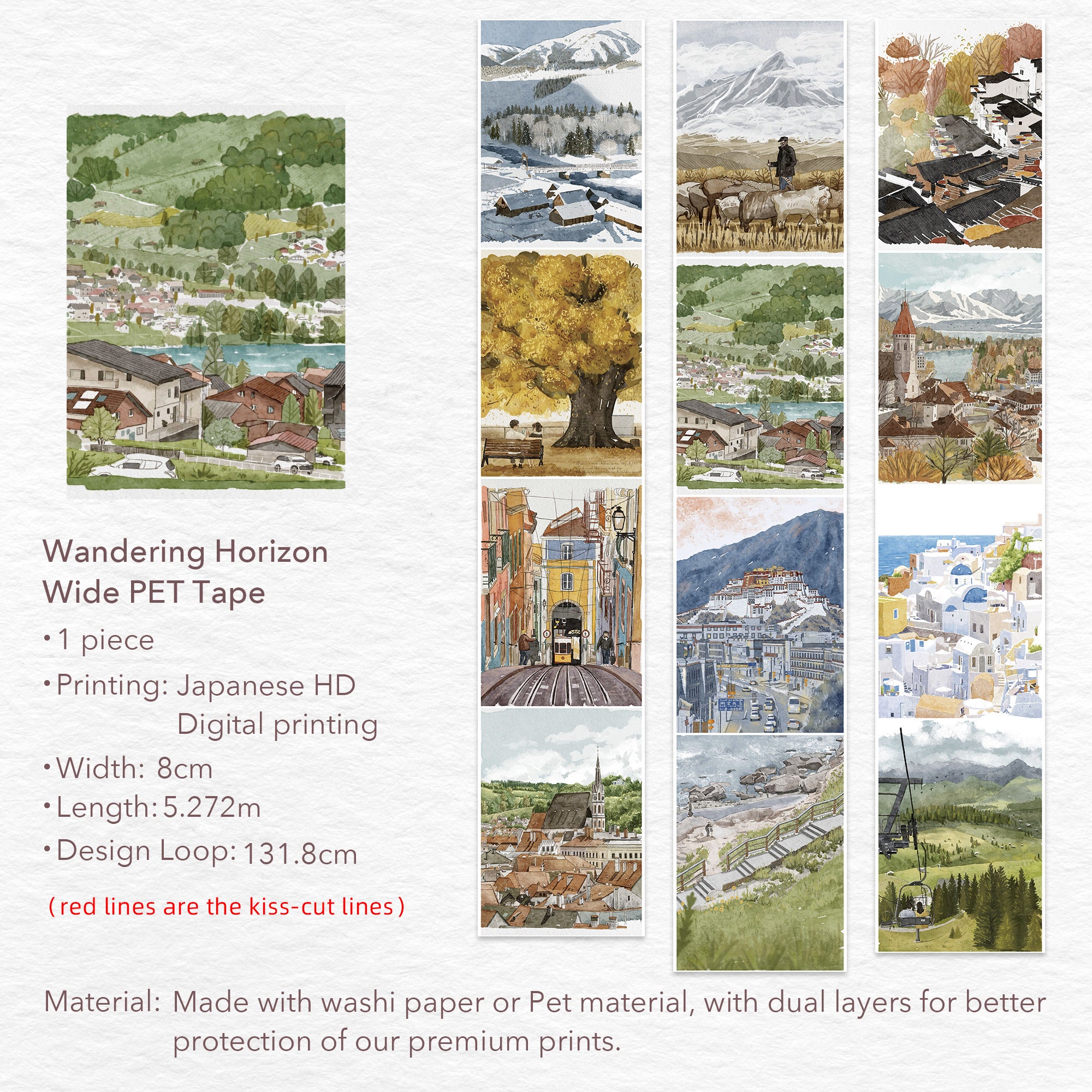 Wandering Horizon Wide Washi/PET Tape | The Washi Tape Shop. Beautiful Washi and Decorative Tape For Bullet Journals, Gift Wrapping, Planner Decoration and DIY Projects