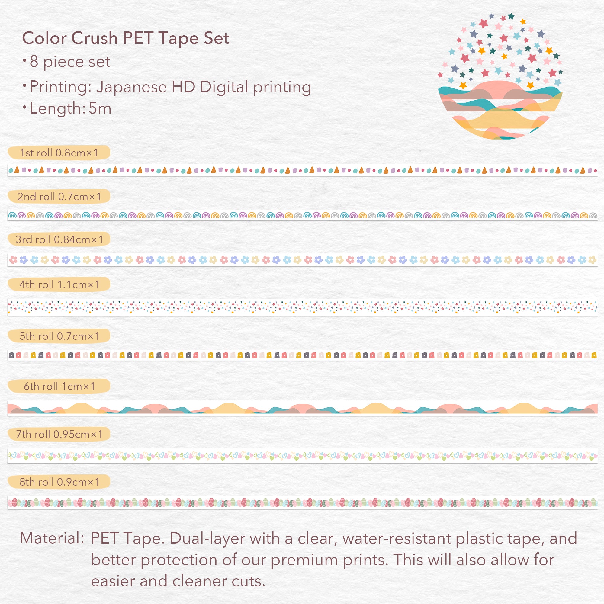 Color Crush Slim Washi/PET Tape Set