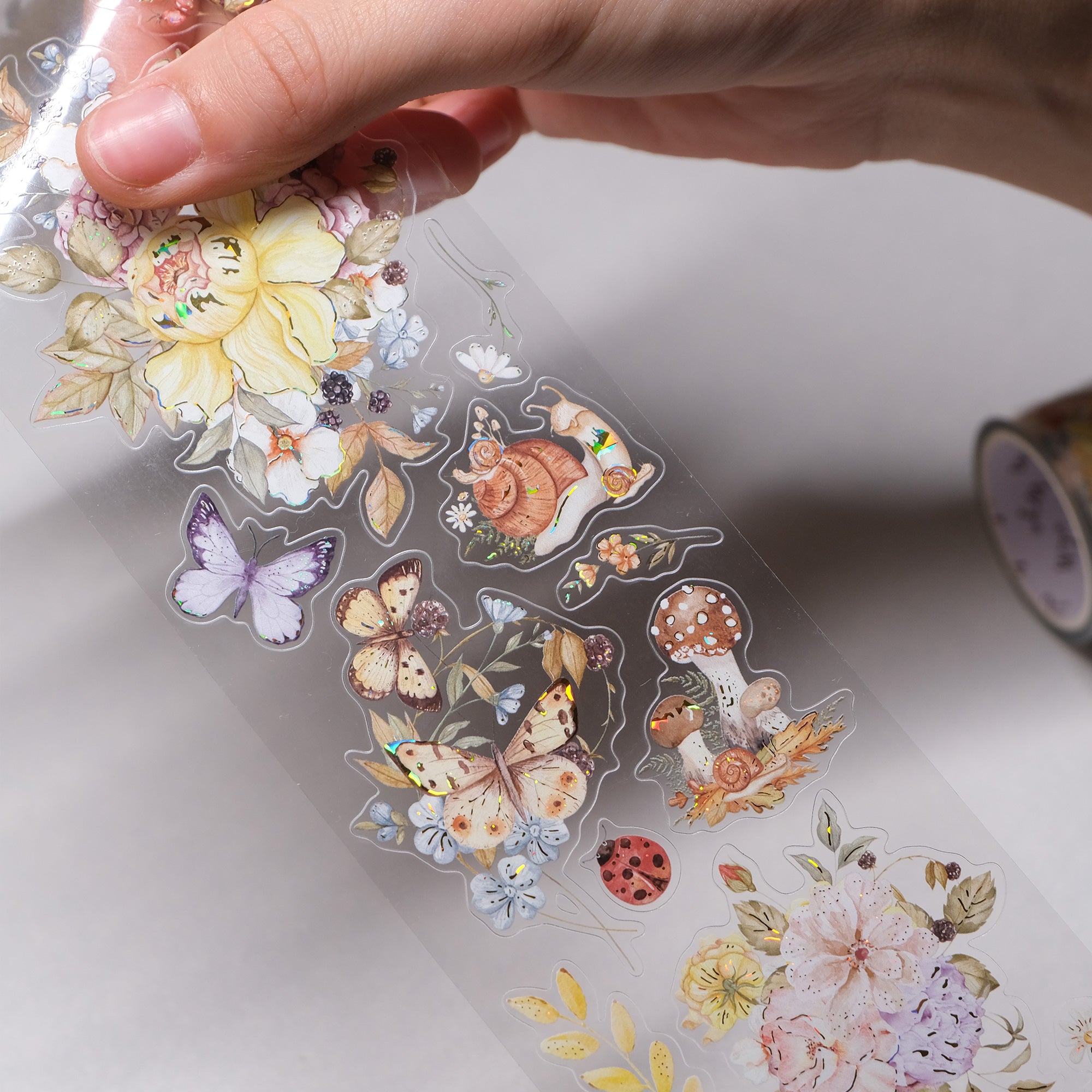 Pre-cut Golden Harvest Wide Washi/PET Tape (Seashell Gilded)
