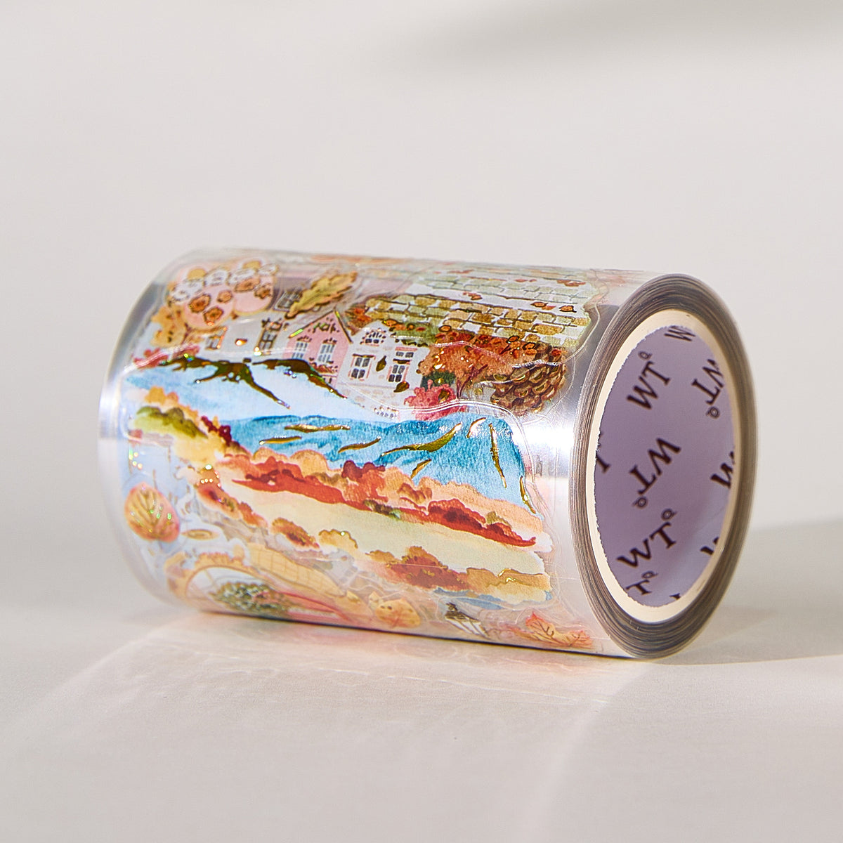 Pre-cut Autumn Village Wide Washi/PET Tape (Seashell Gilded)