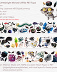 Pre-cut Midnight Monsters Wide Washi/PET Tape