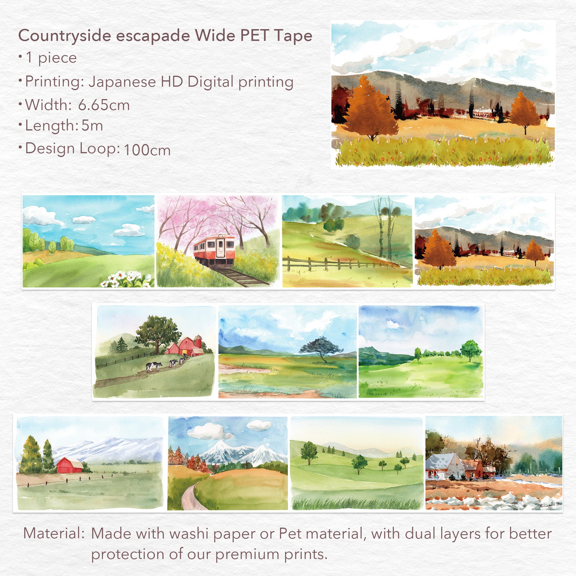 Countryside Escapade Wide Washi / PET Tape