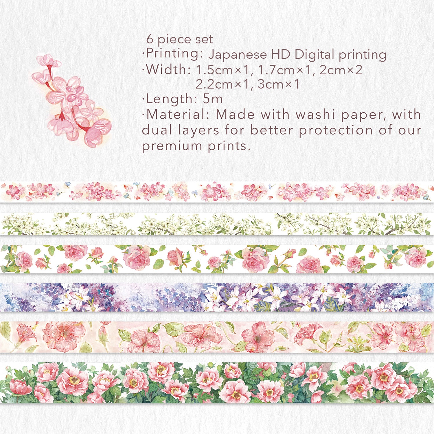 Spring Blossoms Washi Tape Set | The Washi Tape Shop. Beautiful Washi and Decorative Tape For Bullet Journals, Gift Wrapping, Planner Decoration and DIY Projects