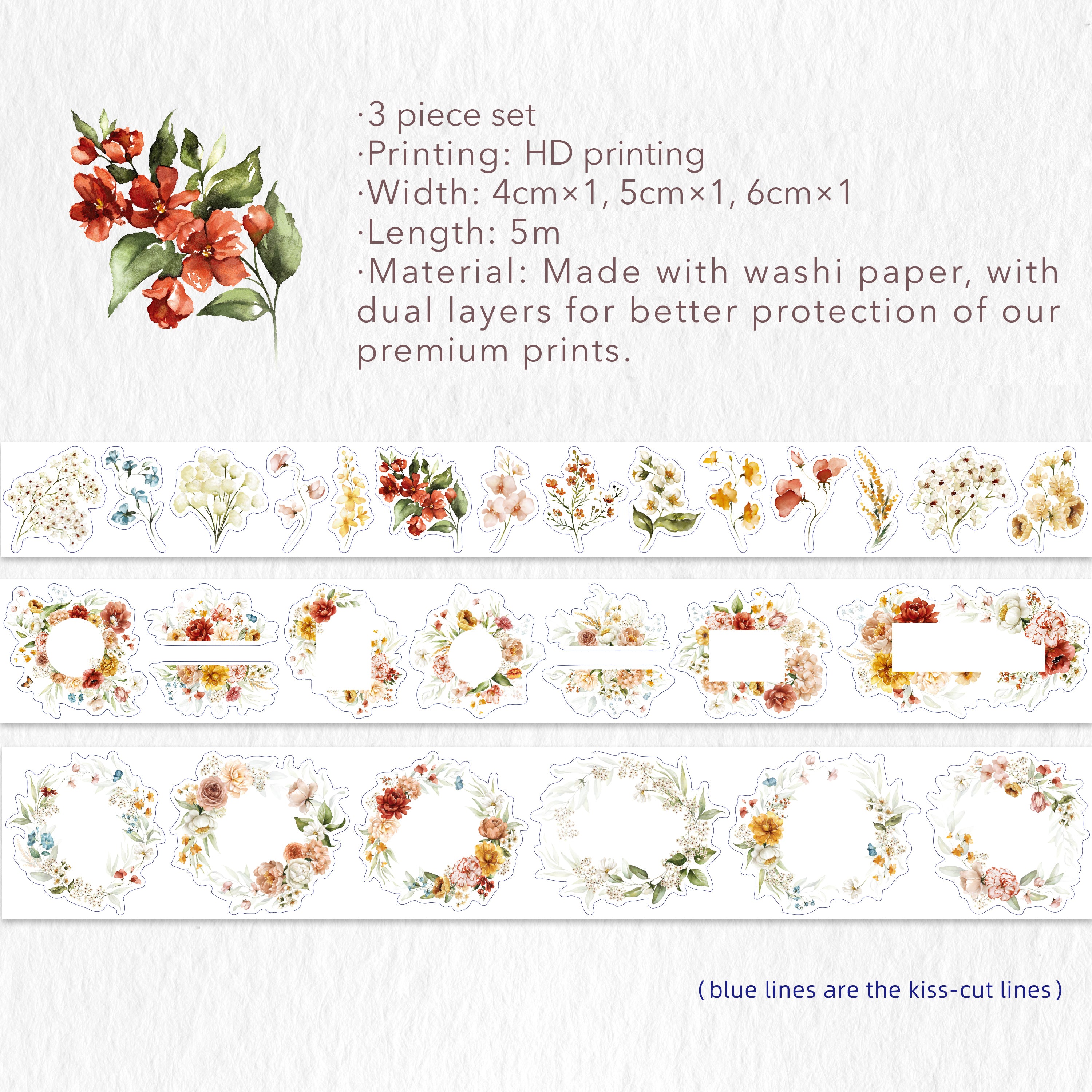 Autumn Bouquet Washi Tape Sticker Set | The Washi Tape Shop. Beautiful Washi and Decorative Tape For Bullet Journals, Gift Wrapping, Planner Decoration and DIY Projects