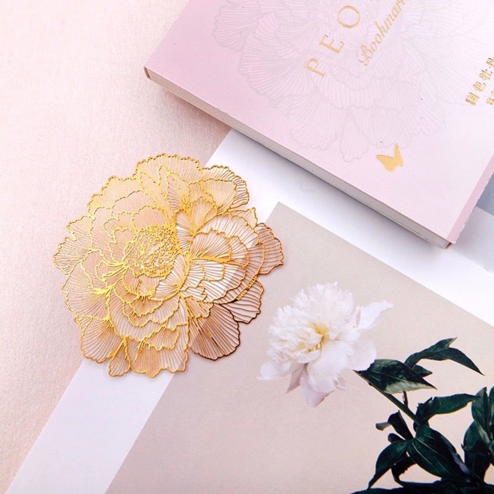 Peony 18K Gold Plated Bookmark | The Washi Tape Shop. Beautiful Washi and Decorative Tape For Bullet Journals, Gift Wrapping, Planner Decoration and DIY Projects
