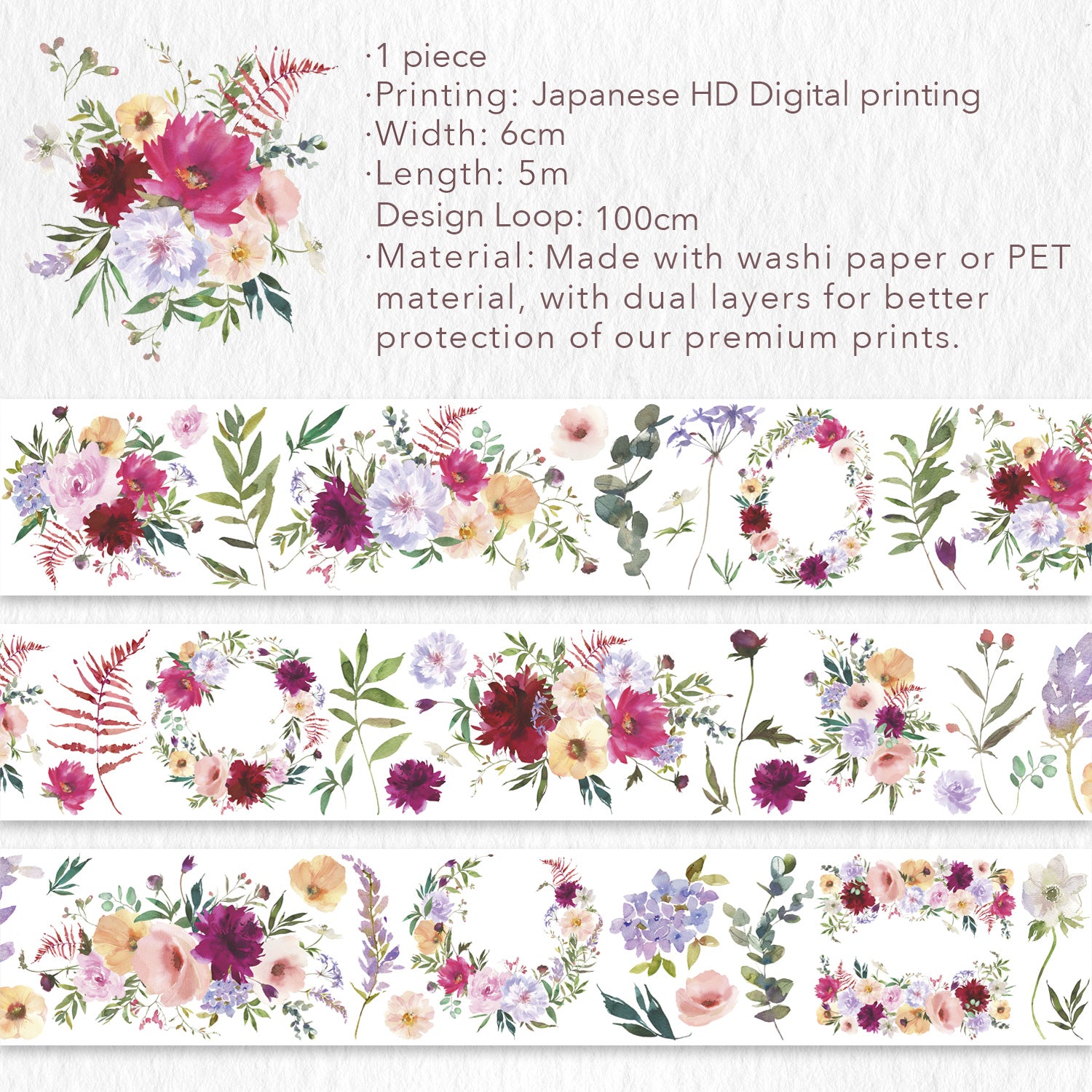 Flower Corridor Wide Washi / Pet Tape
