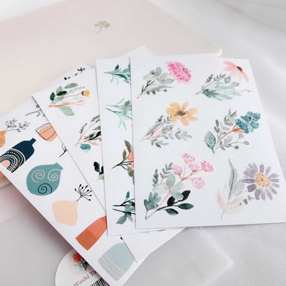 Floral Charm Washi Paper Sticker Set - The Washi Tape Shop