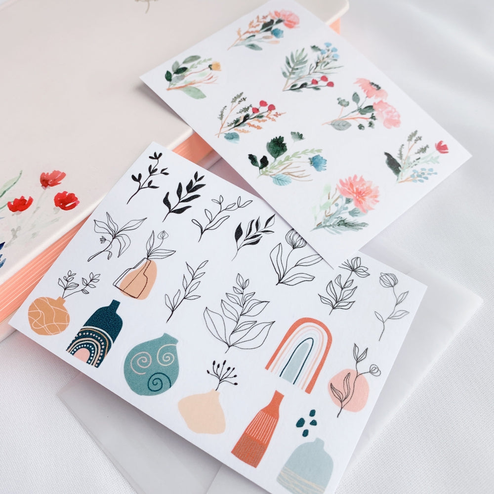 Floral Charm Washi Paper Sticker Set - The Washi Tape Shop