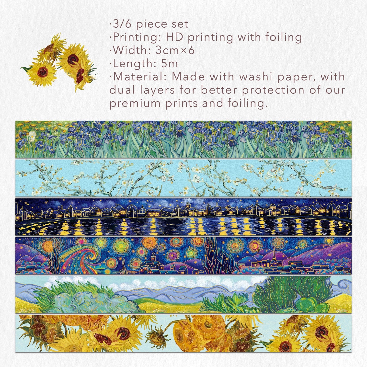 Van Gogh Washi Tape Set | The Washi Tape Shop. Beautiful Washi and Decorative Tape For Bullet Journals, Gift Wrapping, Planner Decoration and DIY Projects