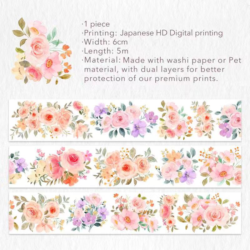  Cratey Floral Washi Tape Set - 12 PET & Washi Tapes