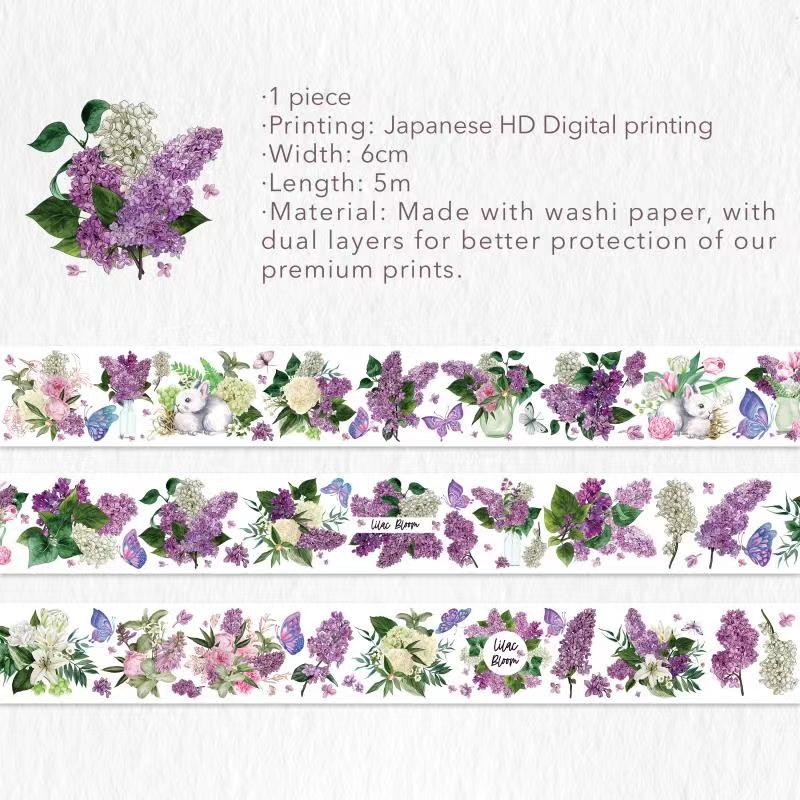 Bluebird Floral Purple Washi Tape